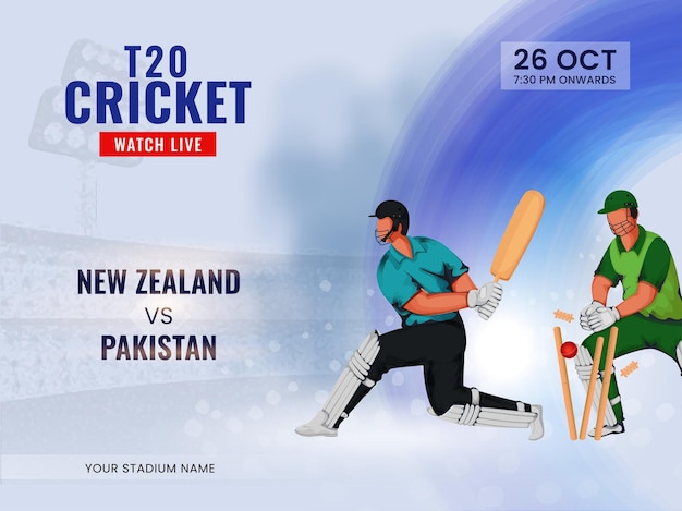 T20 Cricket Regardez L'émission En Direct De L'équipe Participante De La Nouvelle-zélande Contre Le Pakistan Et Des Joueurs De Cricket.