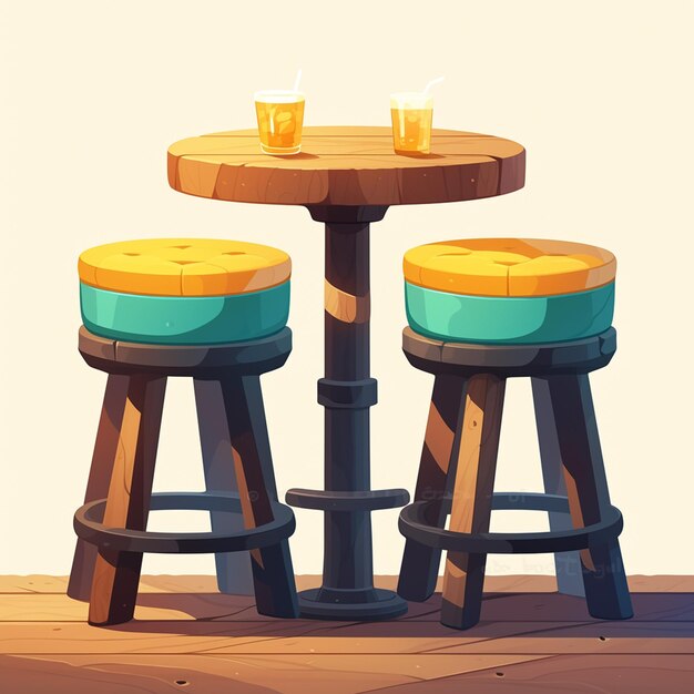 Vecteur table de bar moderne avec des tabourets