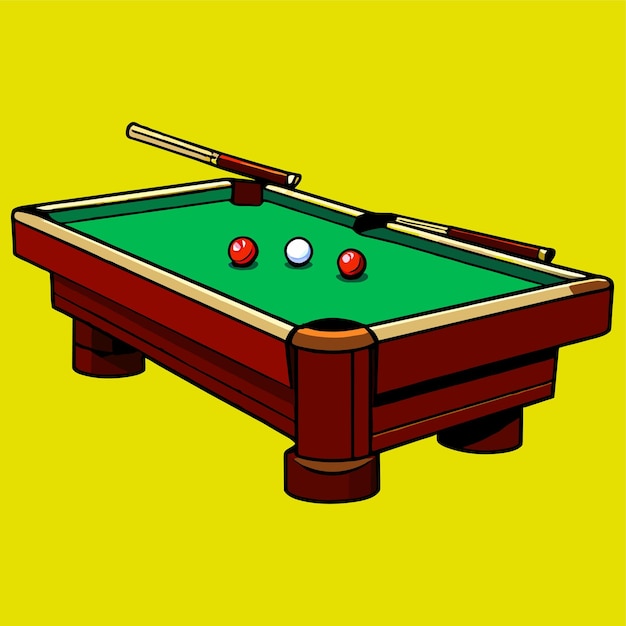 Vecteur table de billard verte avec une bille en bois et une illustration vectorielle des boules