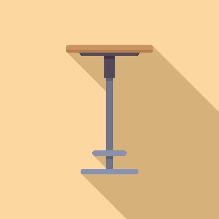 Vecteur table de bistrot jetant une longue ombre sur un fond jaune