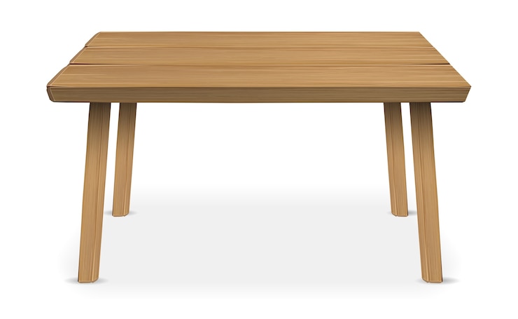 Vecteur table en bois véritable sur un fond blanc