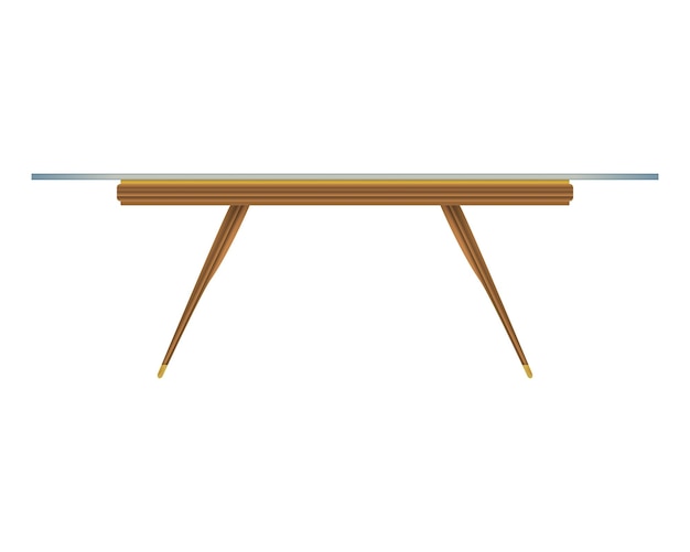 Vecteur table en bois en verre vue avant dans un style réaliste table transparente meubles en bois pour la maison