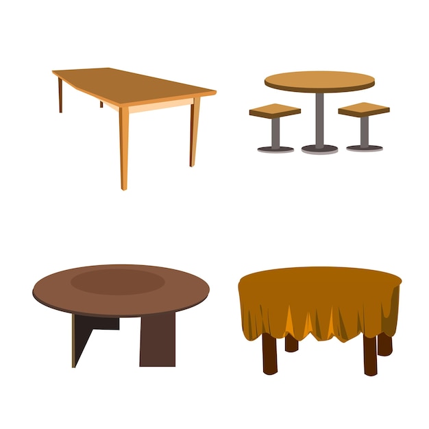 Vecteur une table brune avec une table et des chaises brunes