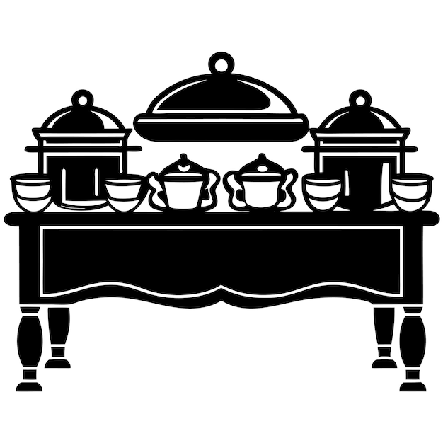 Une table buffet est une longue table souvent rectangulaire où la nourriture est disposée pour le libre-service
