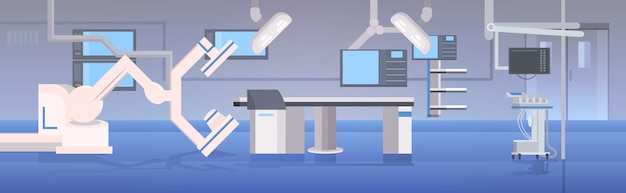 Table D'opération De L'hôpital Et Des Dispositifs Médicaux Clinique Moderne Salle De Chirurgie Clinique Thérapie Intensive à L'intérieur Des Procédures Chirurgicales Concept Horizontal
