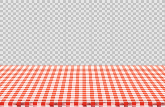 Table de pique-nique de vecteur avec motif à carreaux rouge de nappe en lin isolé sur transparent