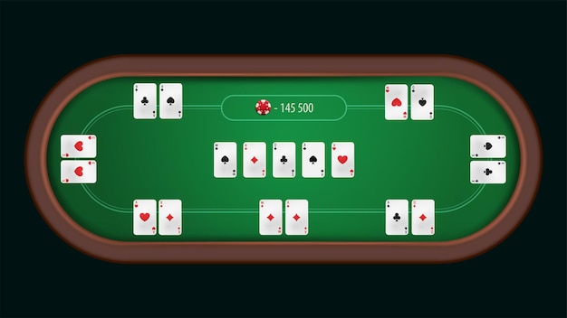 Vecteur table de poker avec vue de dessus de cartes