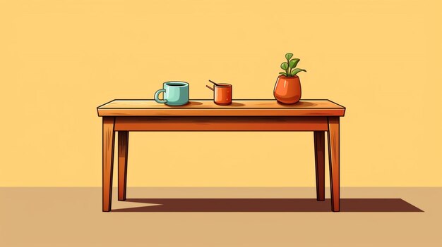 Vecteur une table avec un pot et un pot dessus