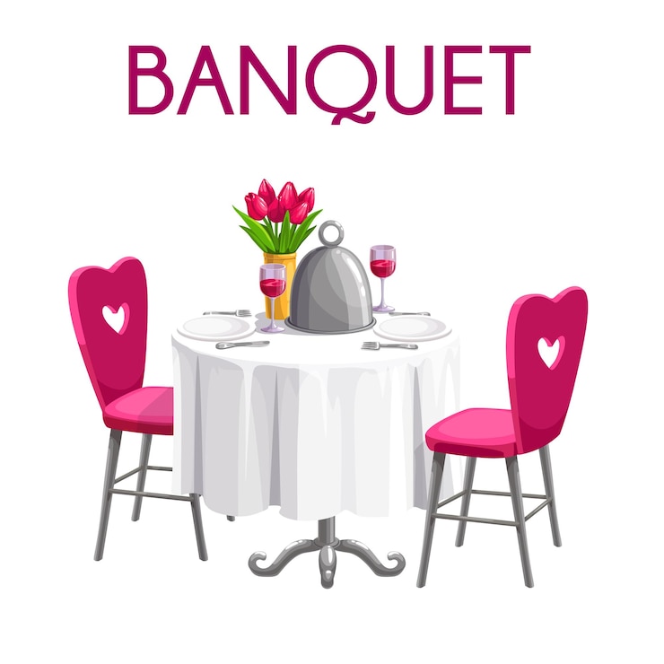 Vecteur table de restaurant de vecteur de banquet