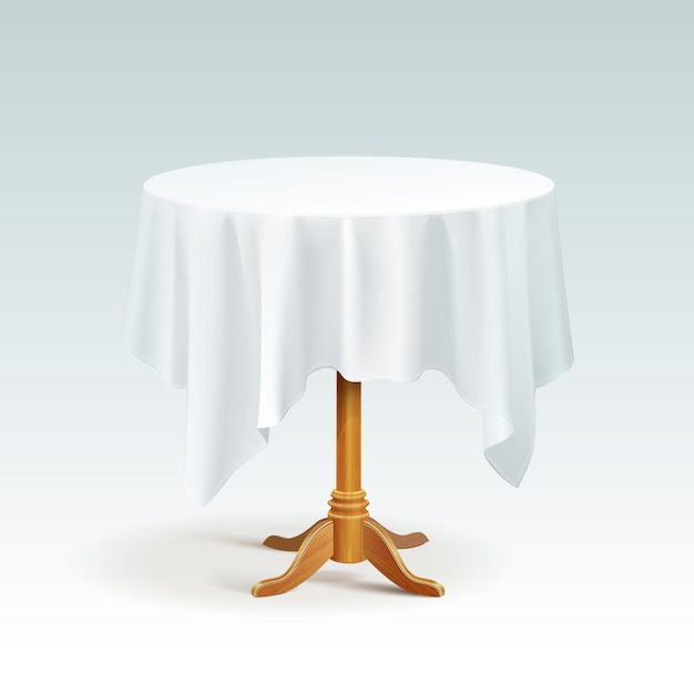 Vecteur table ronde en bois vide avec nappe