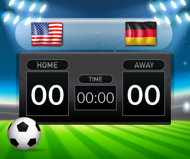 Vecteur tableau d'affichage usa vs allemagne