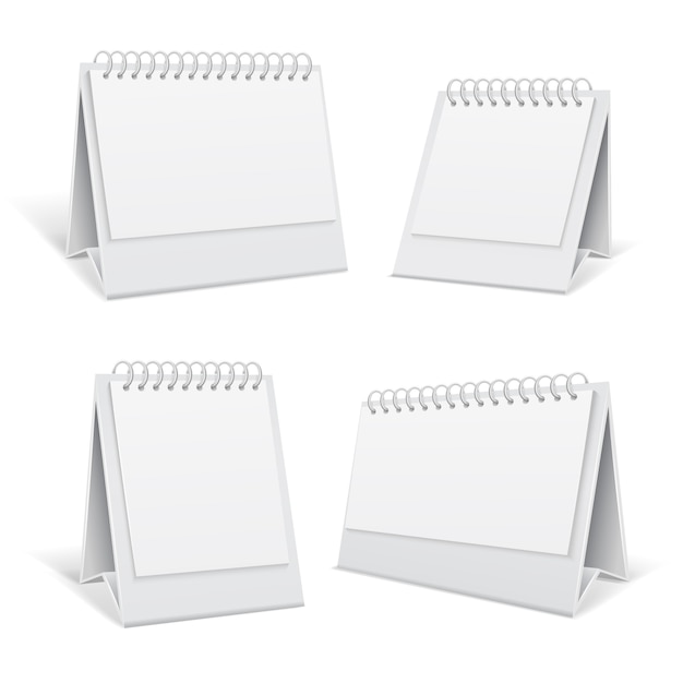 Tableau Blanc Blanc Spirale 3d Calendriers De Bureau Isolé Illustration Vectorielle