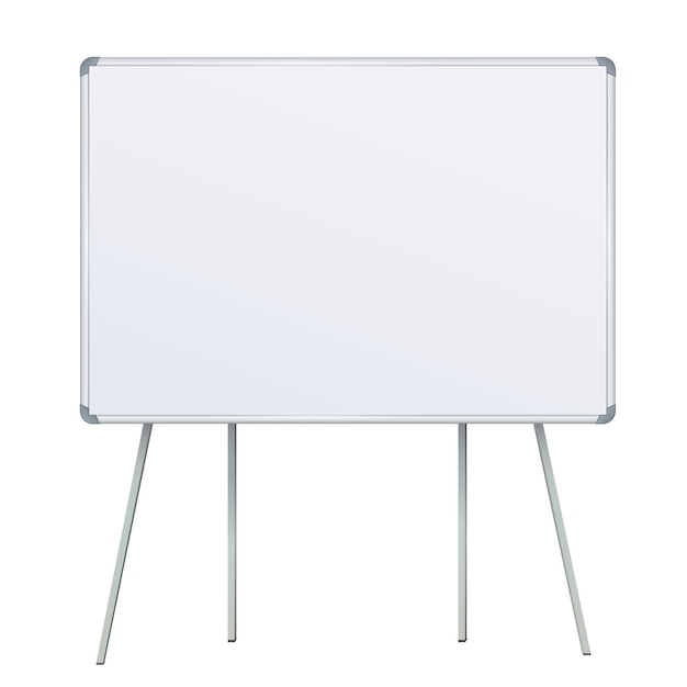 Vecteur tableau blanc vide sur trépied sur fond blanc tableau blanc de bureau pour la formation professionnelle au bureau