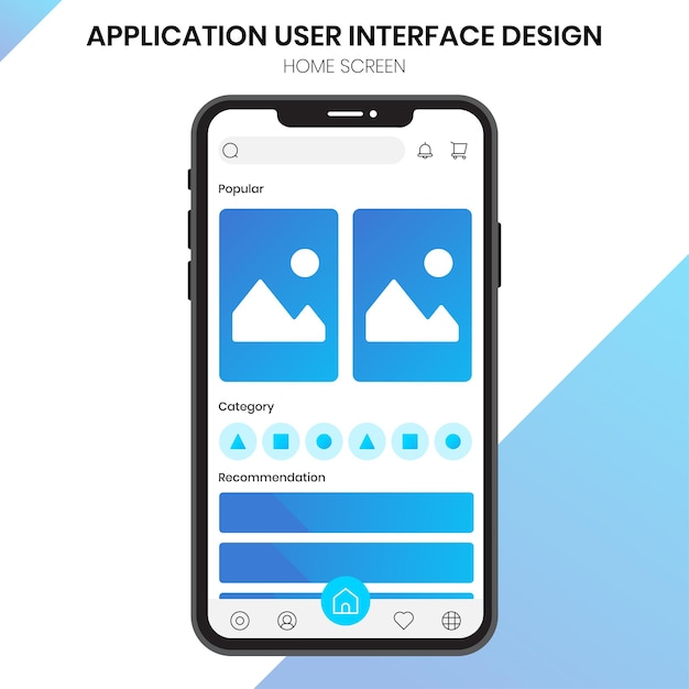 tableau de bord de l'interface utilisateur mobile et écran d'accueil