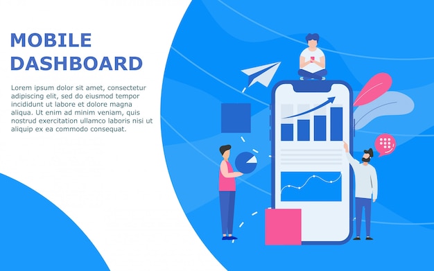 Vecteur tableau de bord mobile et modèle de statistiques