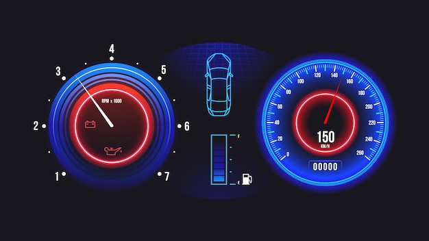 Indicateur De Vitesse De Voiture. Compteur Kilométrique Sur Le Tableau De  Bord. Mesure De Vitesse Avec La Gs Et Le Mille. Compteur Illustration de  Vecteur - Illustration du cadran, moteur: 186024193