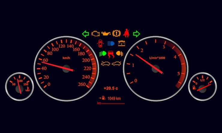 Vecteur tableau de bord de voiture réaliste.