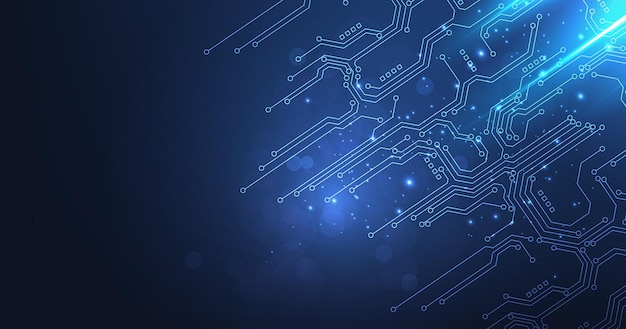 Tableau de circuit imprimé sur fond bleu