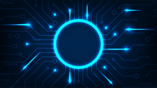 Tableau de circuits hi-tech à fond bleu foncé