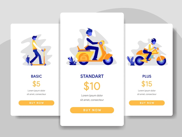 Tableau Comparatif Des Prix Avec Un Scooter, Illustration De Motos