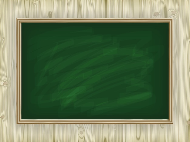 Vecteur tableau d'école vert sur un fond en bois