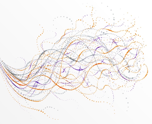 Tableau de flux de particules arrière-plan abstrait vectoriel coloré, formes de vie conception microscopique de thème bio, éléments de points dynamiques en mouvement.