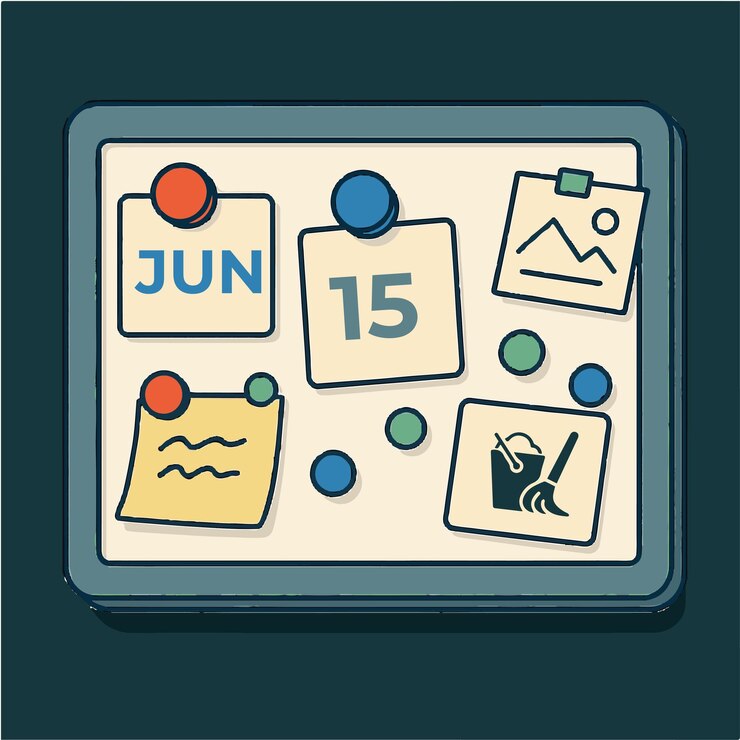 Tableau magnétique avec des dates quotidiennes à rappeler