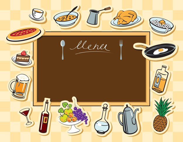 Vecteur tableau de menu avec différents plats