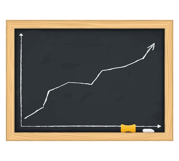 Vecteur tableau noir avec flèche croissante dessinée à la main,