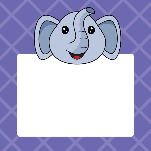 Tableau De Notes Avec Illustration Vectorielle De Visage D'éléphant De Dessin Animé Sur Fond Coloré