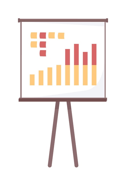 Vecteur tableau avec objet vectoriel de couleur semi-plat infographie analytique