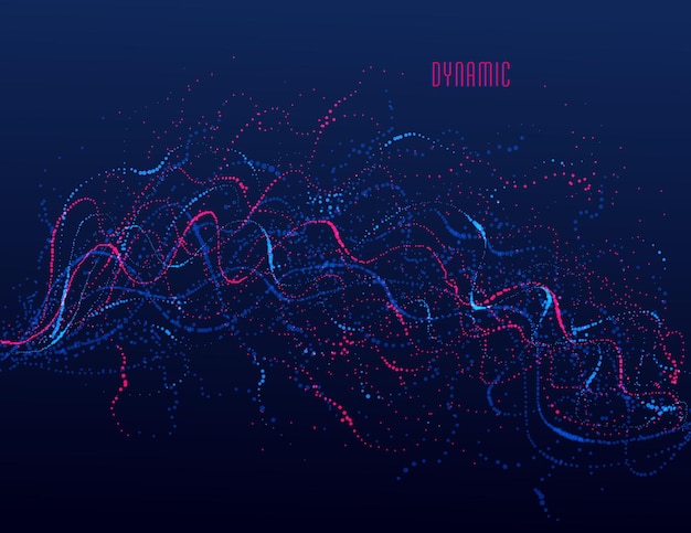 Tableau de particules en pointillés fond abstrait vectoriel fluide, conception microscopique du thème bio des formes de vie, éléments de points dynamiques en mouvement.