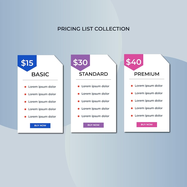 Tableau De Tarification Conception De Modèle De Site Web Vecteur Premium