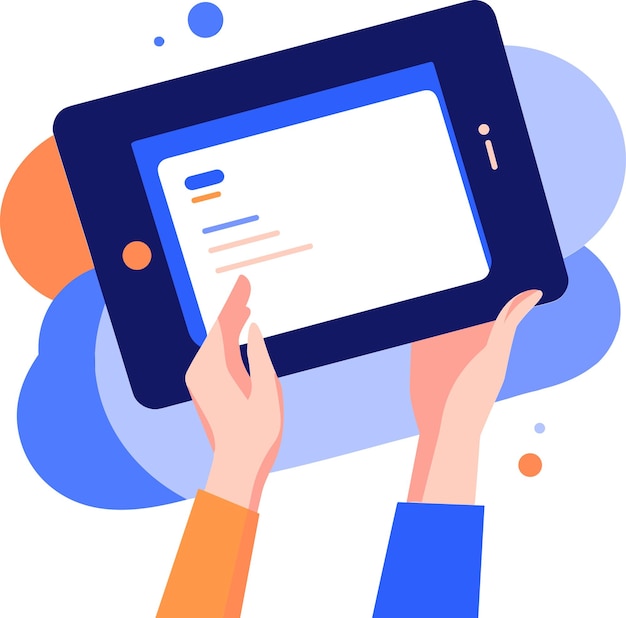 Tablette à Main Dans Le Style Plat De L'interface Utilisateur Isolée Sur Le Fond