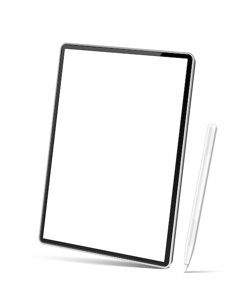 Tablette numérique réaliste avec stylo blanc