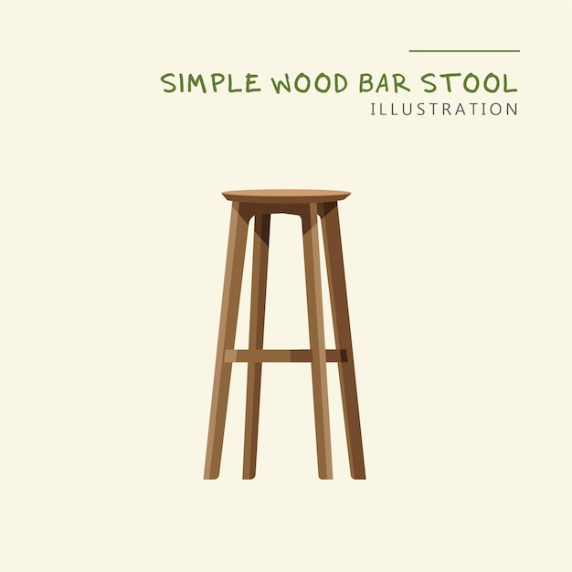 Vecteur tabouret de bar en bois simple