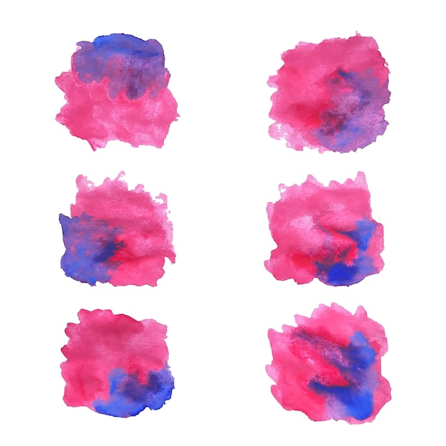 Une tache d'aquarelle rose et bleue Un ensemble de cercles d'aqu arle bleue