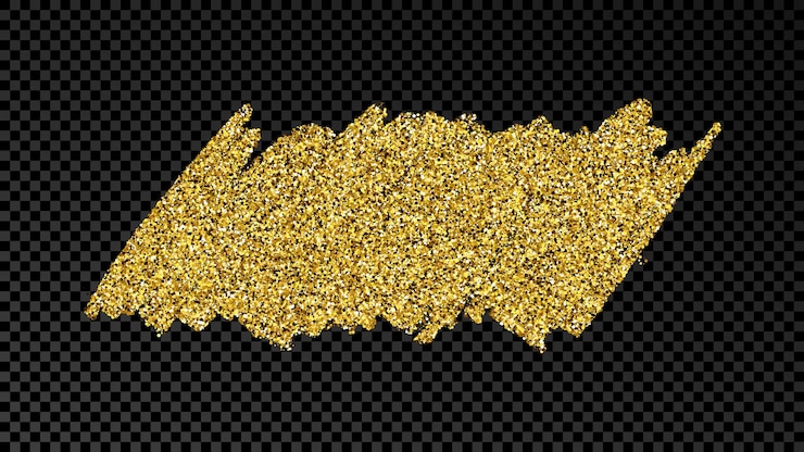 Vecteur tache d'encre dessinée à la main en paillettes d'or. tache d'encre d'or avec des étincelles isolées sur fond transparent foncé. illustration vectorielle