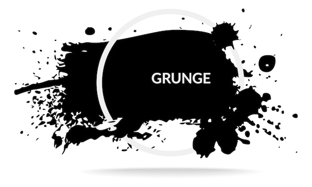 Tache D'encre Noire Peinture Silhouette Blanc Rond Cadre Grunge Affiche Ou Bannière Fond Copie Espace Pour Texte Décoratif Gouttes Et éclaboussures Abstrait Graffiti Toile De Fond Illustration Vectorielle