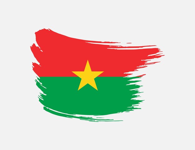 Vecteur tache peinte au pinceau drapeau du burkina faso sur fond isolé