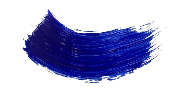 Une tache de peinture acrylique bleue. Une trace de peinture fraîche d'un pinceau d'art avec une texture brillante. Un cadre, une place pour votre texte, un élément de design décoratif.