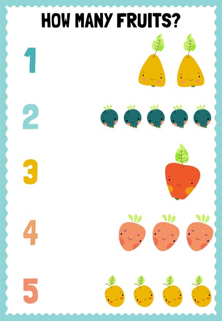 Vecteur tâche vectorielle pour compter le nombre de fruits dans l'image