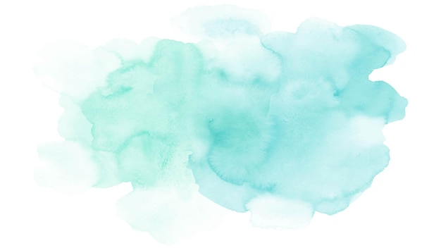 Taches d'aquarelle bleu-vert isolées sur un fond blanc