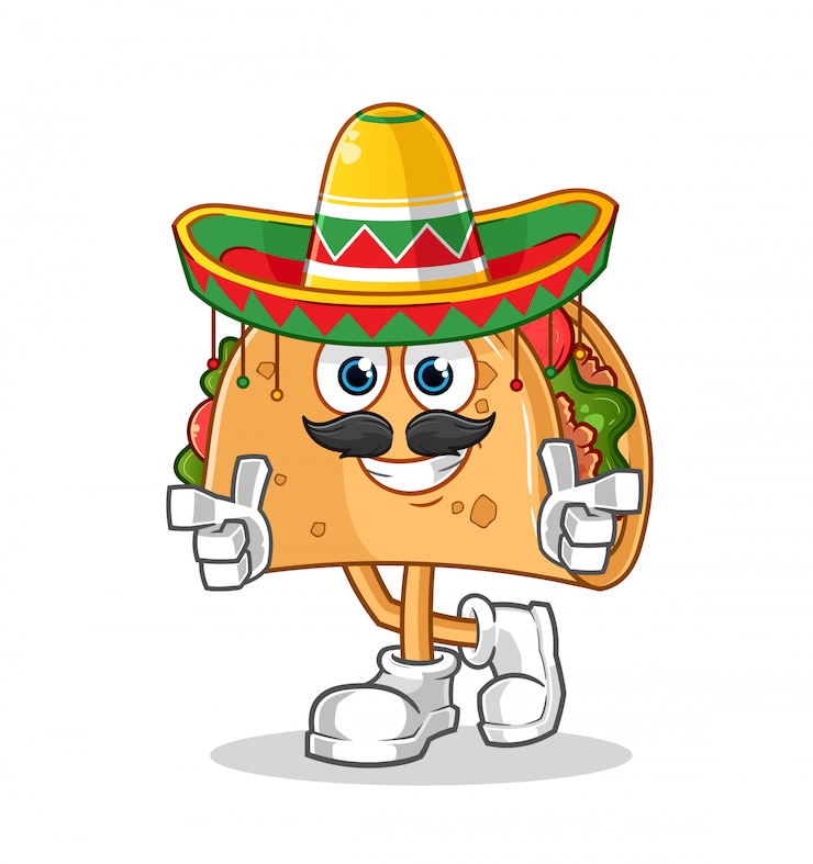 Vecteur taco avec personnage de dessin animé sombrero