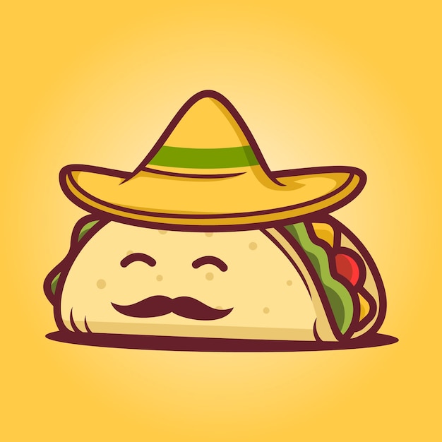 Vecteur taco portant un modèle de logo sombrero