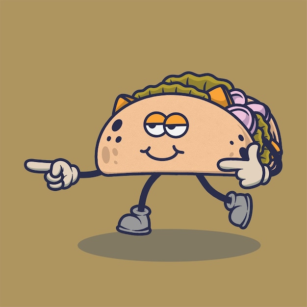 Tacos Ennuyés Avec Autocollant D'expression De Visage Souriant. Autocollant De Dessin Animé Dans Un Style Bande Dessinée Avec Contour.