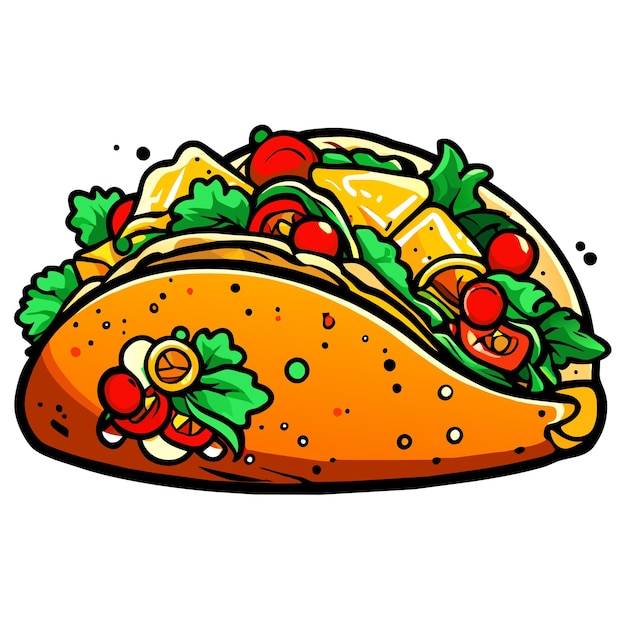 Vecteur tacos avec de la viande et des légumes illustration vectorielle de restauration rapide