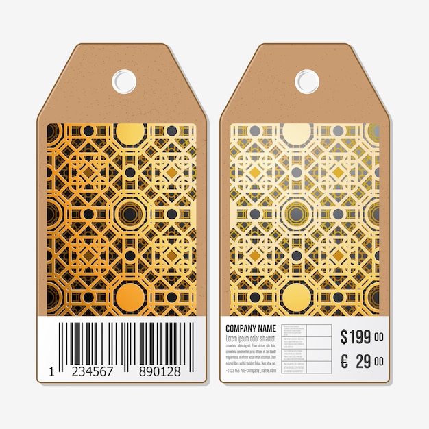 Tags Design Des Deux Côtés, étiquettes De Vente En Carton Avec Code à Barres