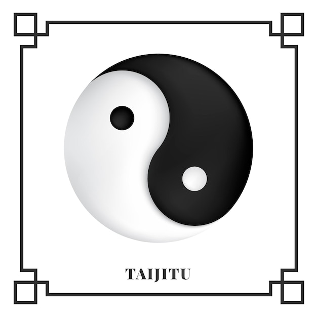 Taijitu Symbole Noir Et Blanc Yin Yang Sur Fond Blanc