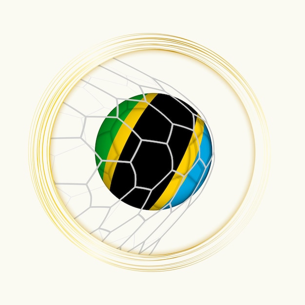 Vecteur tanzanie marque un but symbole de football abstrait avec une illustration du ballon de tanzanie dans un filet de football